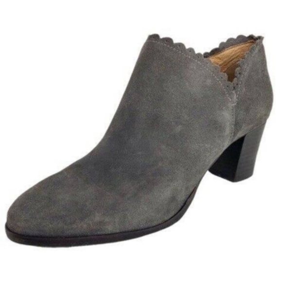 Jack Rogers Marianne gray suede scallop edge booties - Picture 1 of 9